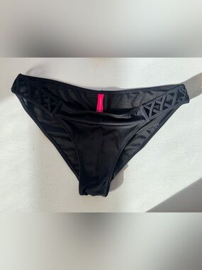 Victoria's Secret - Black Low Rise Bikini Bottom with Lace Up  Hip Detail
